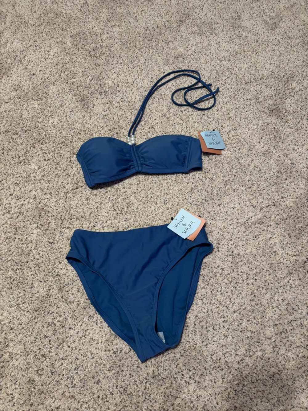 Navy Blue Bandeau Bikini Set